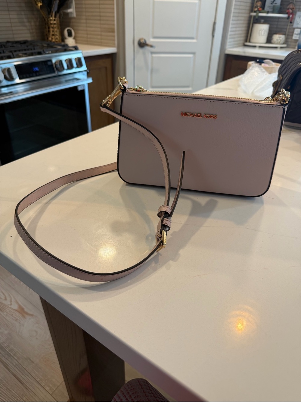 Michael Kors Pale Pink Leather Crossbody with Gold Hardware NWOT